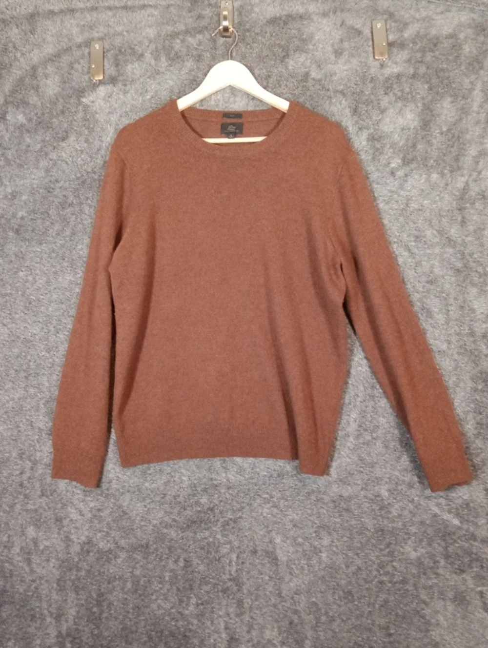 J. Crew Men's Rust Brown Crewneck Sweater Cashmere Italian Yarn Preppy Mens L